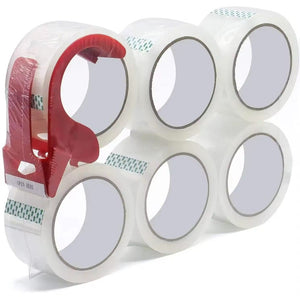 6 Pieces with dispenser Transparent Packaging Tape/ Shipping Tape Super Sticky/Heavy Duty