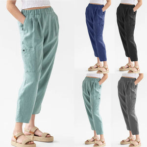 High Waist Loose Pants Cotton Linen Casual  Pants for women