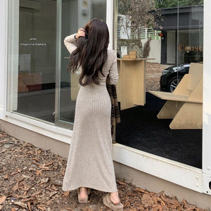 Knitted Sweater Long Dress Skirt for Women Autumn and Winter